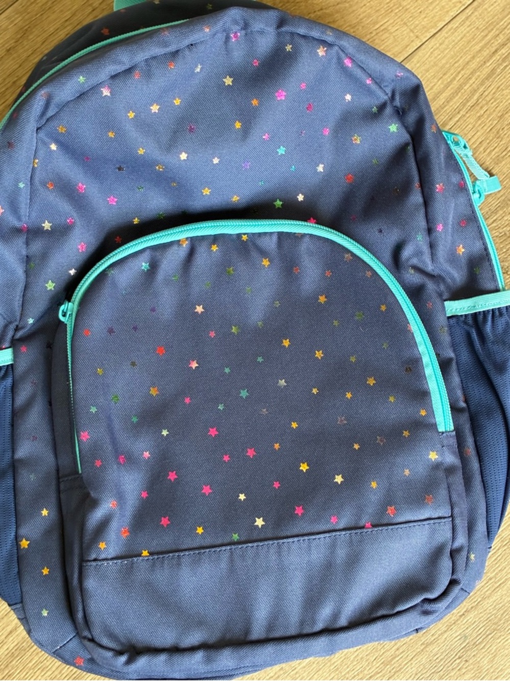 Kids Navy Star Print Backpack with Teal Accents